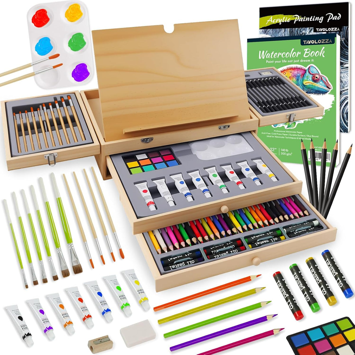 conda 96 piece premium wooden art set with, main product view