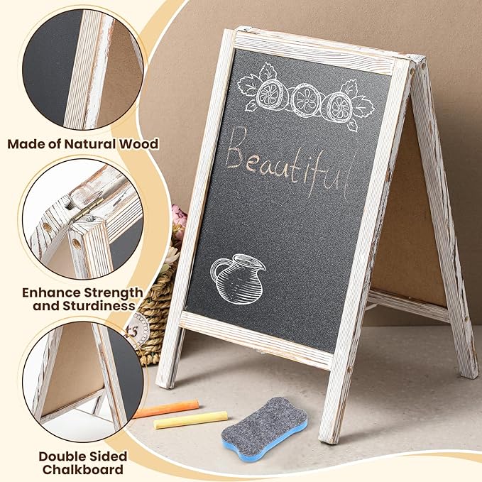 Henoyso 2 Pcs 16" x 10" Small Chalkboard Easel Tabletop Chalkboard Signs Menu - Image 3