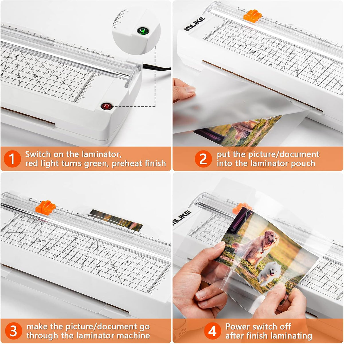 IMLIKE A4 Laminator Machine With Paper Trimmer: 6 in 1 Hot Laminator, 10 Shee...