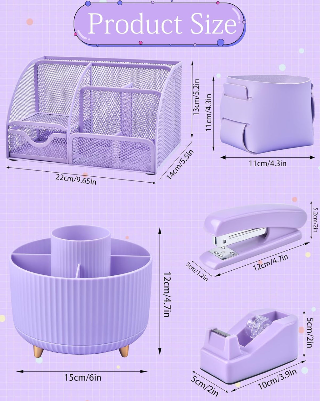 purple desk accessories and organizers with desk organizer showing dimensions