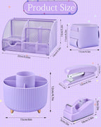 purple desk accessories and organizers with desk organizer showing dimensions