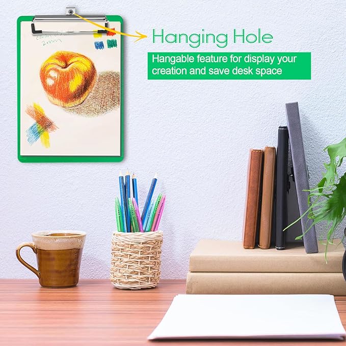 TFDLCG zm Green Clipboard with Pen Holder, Plastic Clipboard Standard Letter A4 - Image 6