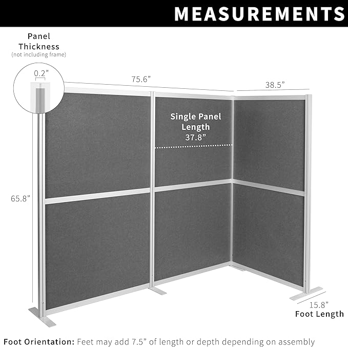 VIVO L-Shape Modular Corner Wall System, 3 Panels, Modern Professional Office - Image 3