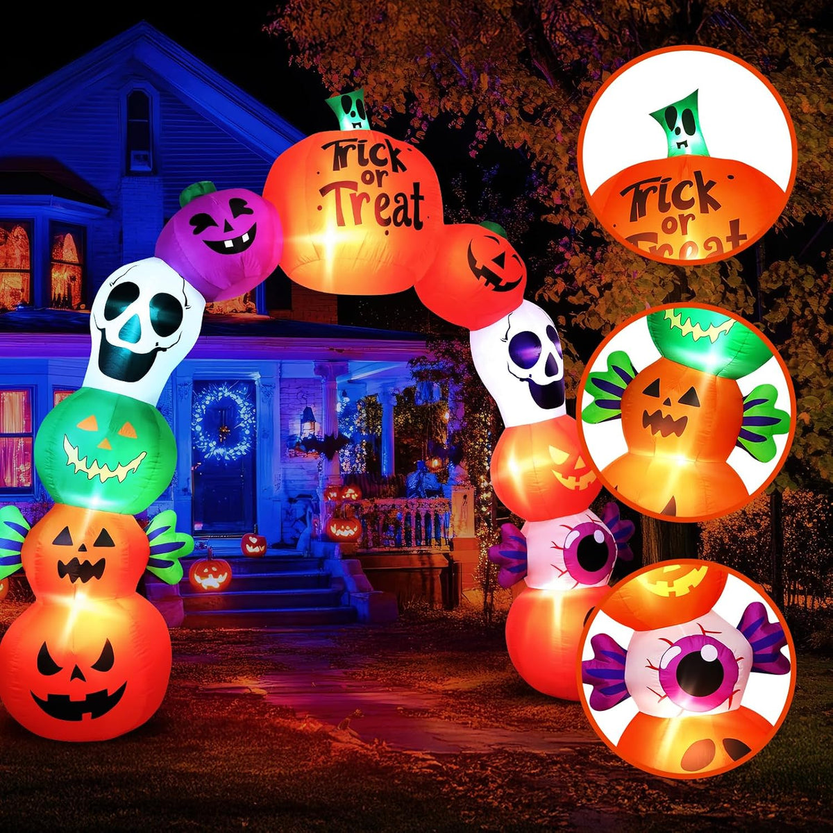 10FT Halloween Inflatable Archway, Pumpkin Skeleton Yard Outdoor Decor