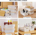 Anywish Storage Bins with Lids 8 Packs, Plastic Storage Bins with Bamboo Lids - Image 5