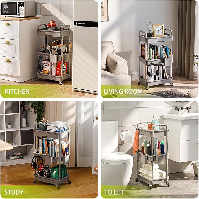 Sorgion 3 Tier Rolling Cart Organizer, Laundry Room Bathroom Organizers and - Image 6