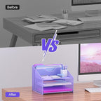 Samstar Purple Desk File Organizer, Mesh Letter File Folder Holder - Image 6