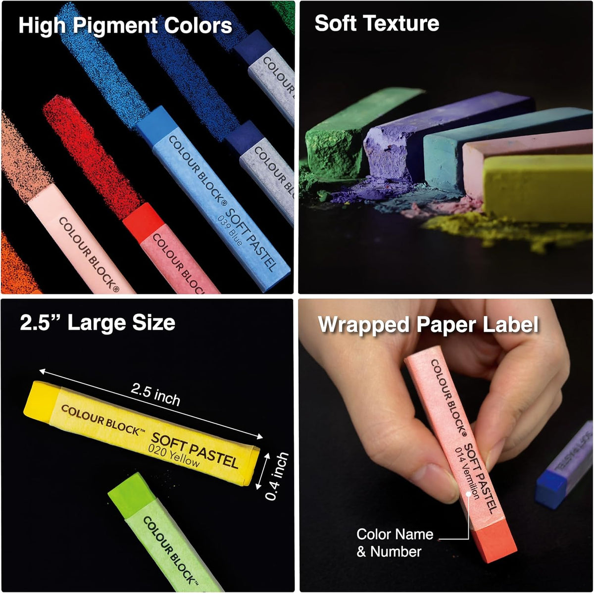 colour block 66-pc soft chalk pastels and tools, side view