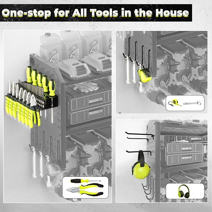 KAFAHOM Power Tool Organizer, Large 8 Drill Holder Wall Mount - Image 2