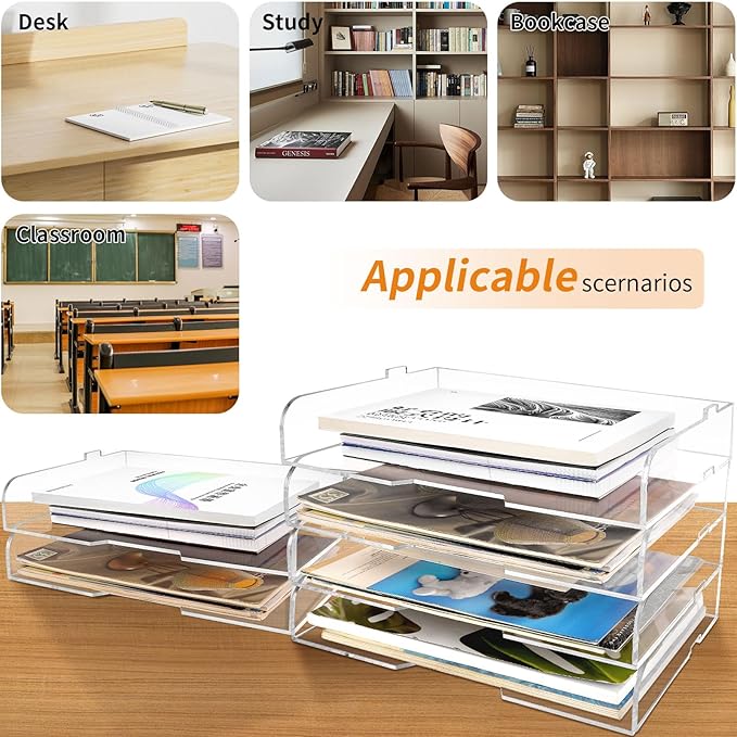 2 Pack- Stackable Paper Letter Tray, or Workspace - Image 6