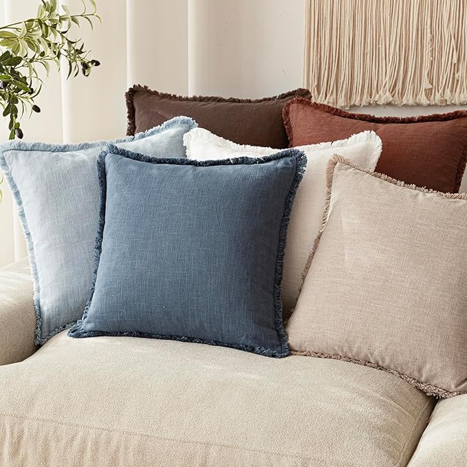 Foindtower Set of 2 Decorative Linen Fringe Throw Pillow Covers Cozy Boho - Image 7