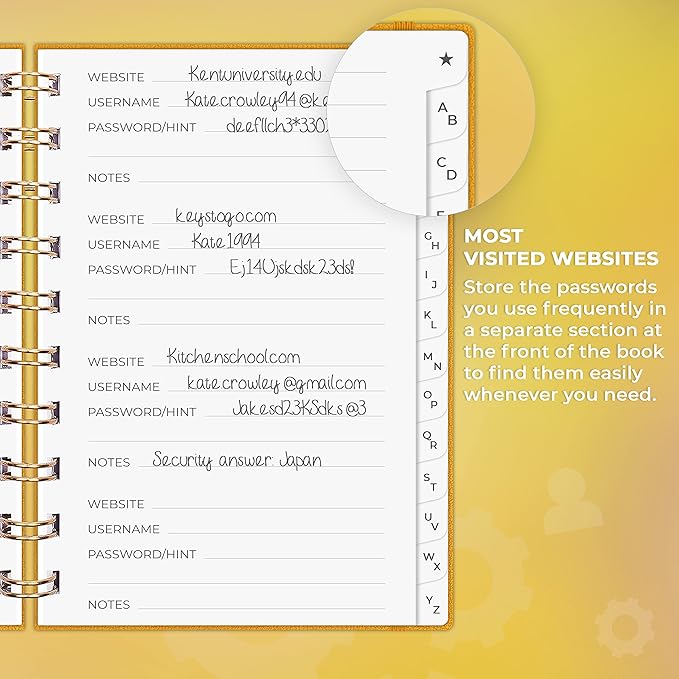Clever Fox Password Book Spiral – Mini Internet Address & Password Organizer - Image 4