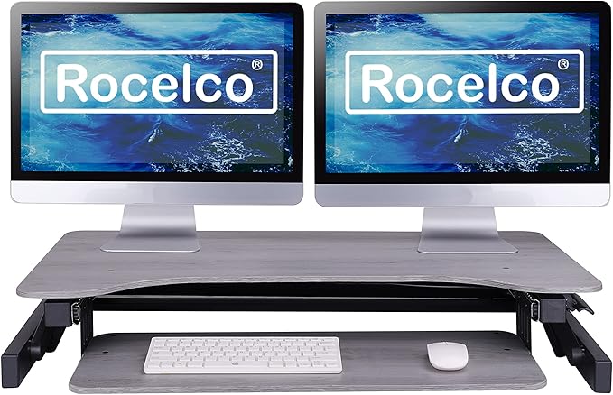 Rocelco 37.5" Deluxe Height Adjustable Standing Desk Converter - Image 4