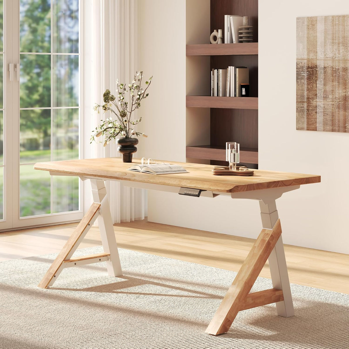 FLEXISPOT 55 x 28 Inch WoodiX Solid Wood Executive Standing Desk, Maple