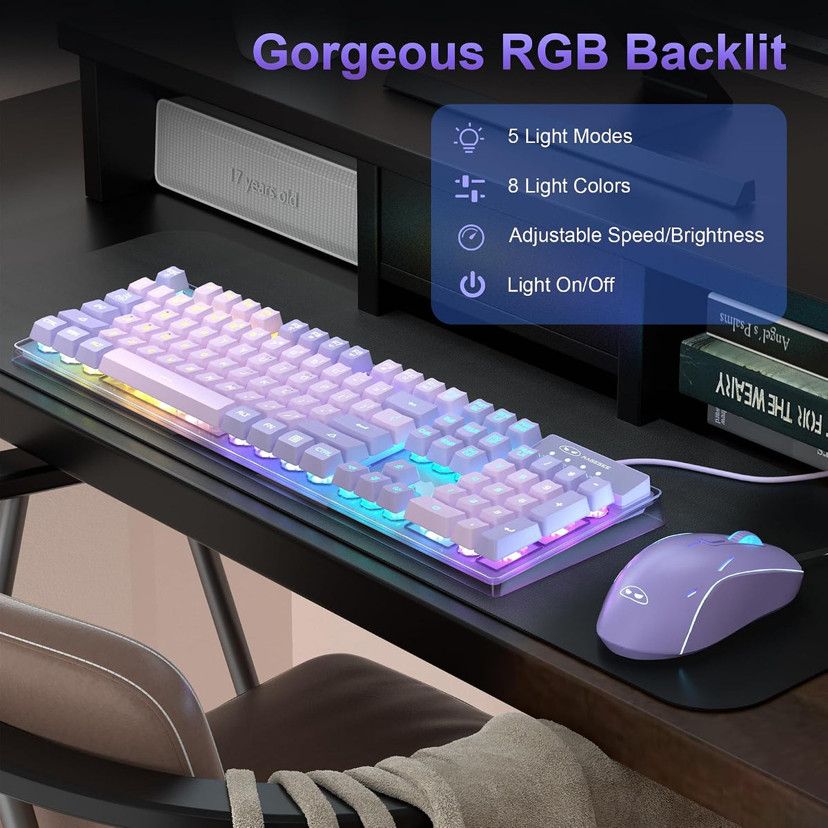 Gaming Keyboard and Mouse Combo, K1 RGB LED Backlit Wired Keyboard with 104 K...
