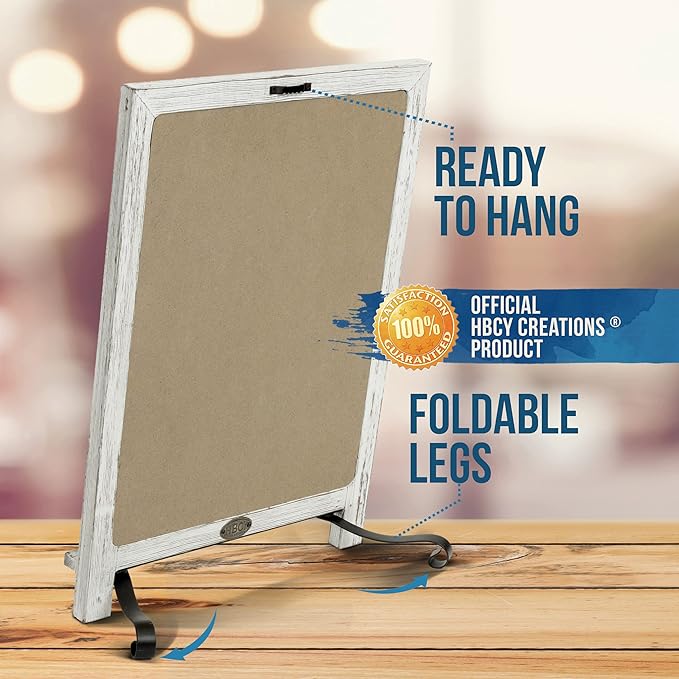 Rustic Whitewash Tabletop Chalkboard Sign/Hanging Magnetic Wall - Image 3
