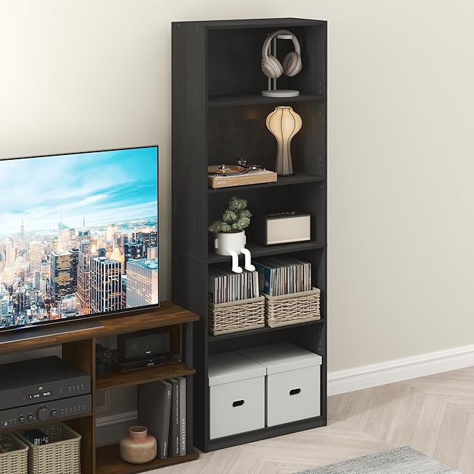 Furinno GEHRY DVD Shelf, 5-Tier CD Rack, Media Shelf - Image 2