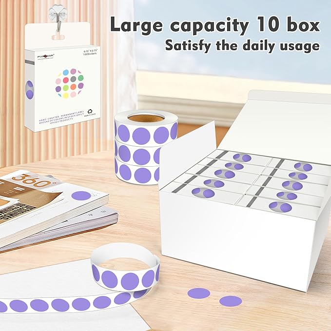 PARLAIM 3/4 Inch Roll Color Coding Labels, 10000 per 10 Rolls Round Permanent - Image 7
