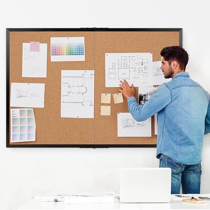Board2by Extra Large Cork Bulletin Board 60" X 48", Foldable Notice Pin Board - Image 2