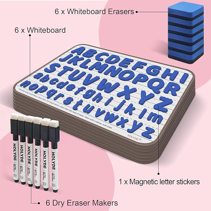 Dry Erase Boards 6 Pack, Double Sided Magnetic Small Whiteboards - Image 2