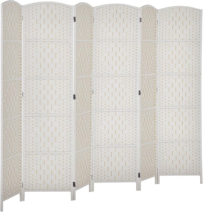 HOMCOM Room Divider, 6 Panel Folding Privacy Screen, 6FT Tall Portable Wicker by HOMCOM