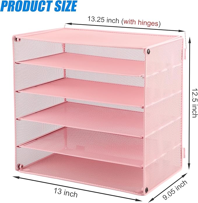 EASEPRES 5 Slot Mesh Desk Organizer Tray, File Paper Letter Folder Holder - Image 2
