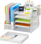 Marbrasse Desk Organiser with File Holder, 5-Tier Paper Letter Tray Organiser - Image 2