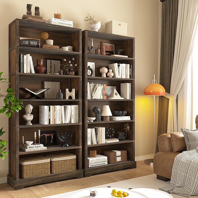 TVU 6-Tier Wooden Book Shelf, Floor-Standing Display Bookcase, 77.2" H x 31.5" - Image 2