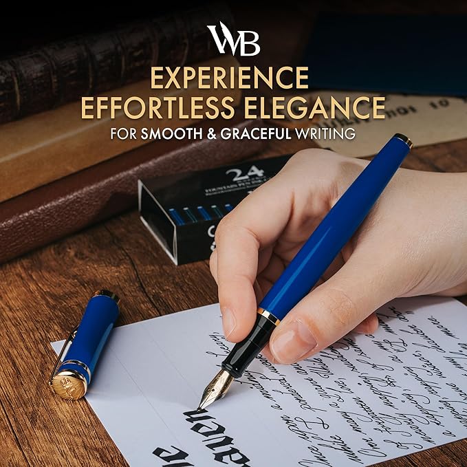 Wordsworth & Black Fountain Pen Set, Bent Nib, Includes 24 Pack Ink Cartridges - Image 2