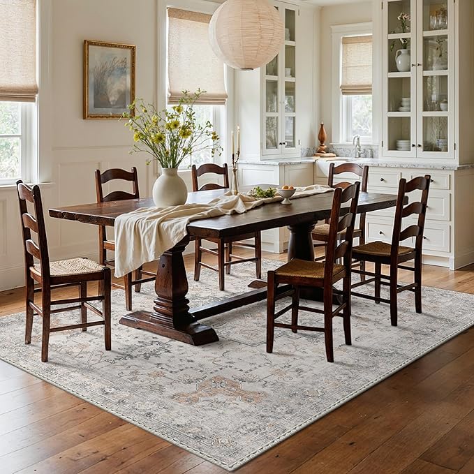 GENIMO 6x9 Area Rugs for Living Room, Machine Washable Low Pile Rugs, Chenille - Image 8