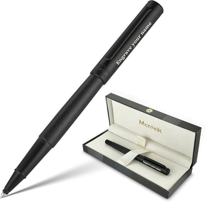 MCNTEIK Personalized Matte Black Forest Rollerball Pen,Schmidt Black Refill