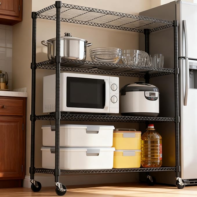 M MZG 4 Tiers Shelf 1400 lbs Steel Storage Shelving Utility Shelving Unit Steel - Image 6