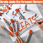 Fuutreo 10 Pack Jumbo Permanent Markers Bulk Large Chisel Tip Permanent Markers - Image 7
