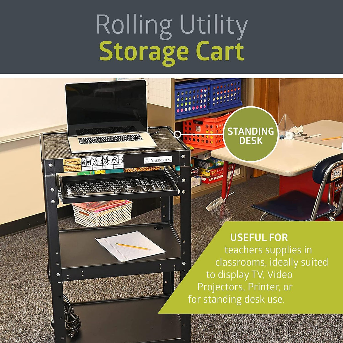 Pearington AV Presentation Cart Stand for Video Projector, TV, Laptop Compute...