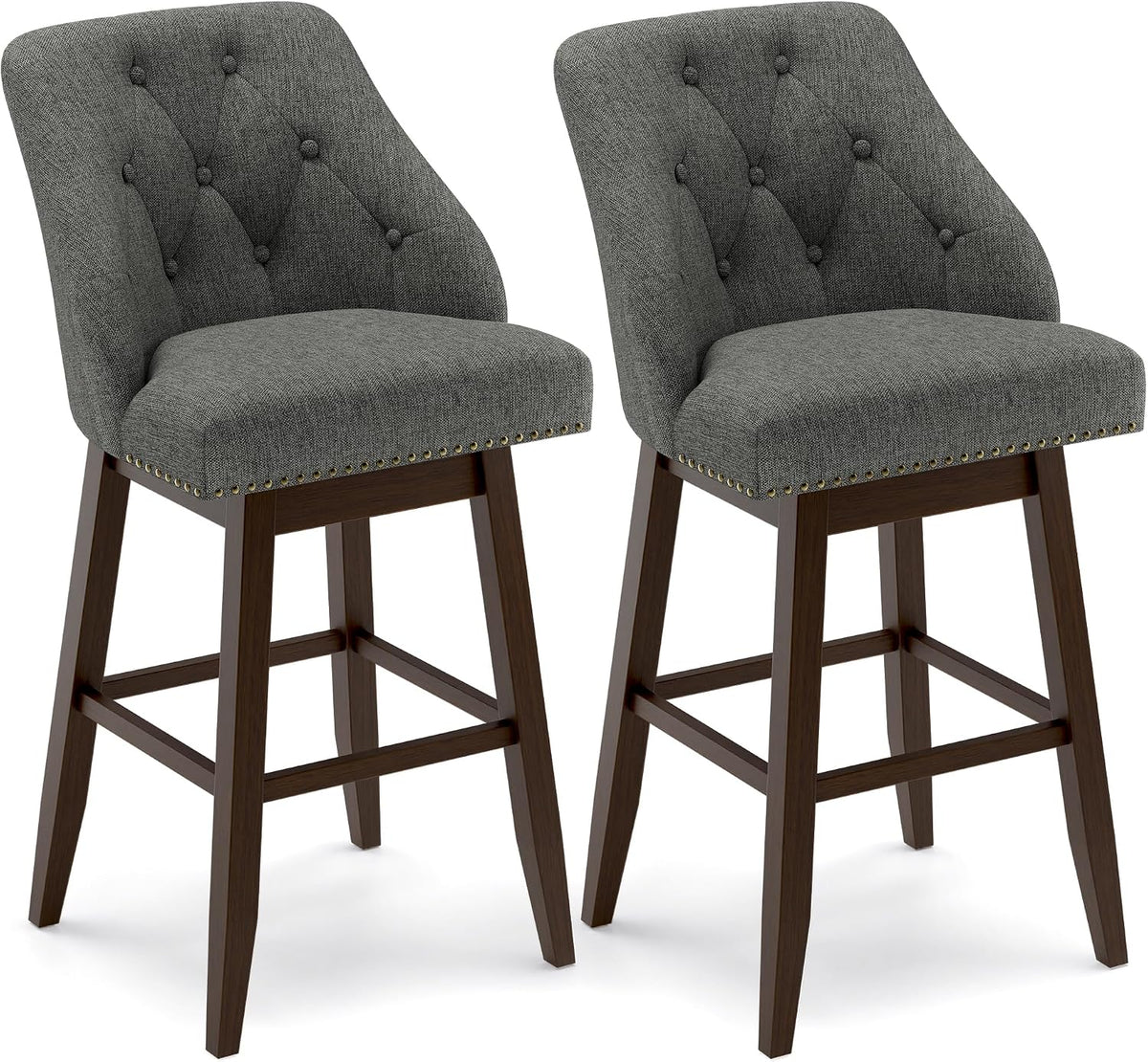 30" Bar Height Swivel Bar Stools Set of 4, Grey