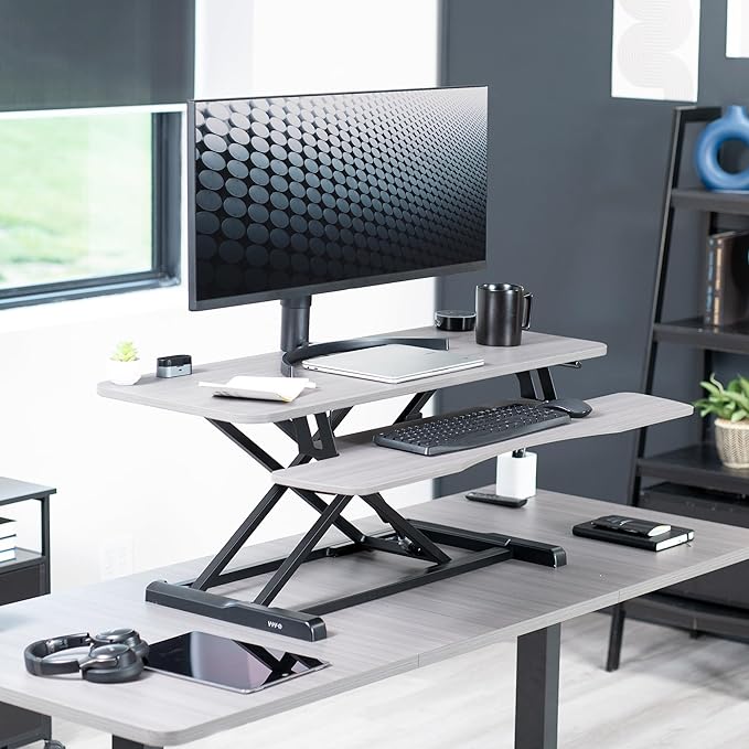 VIVO 42 inch Desk Converter, K Series, Height Adjustable Sit to Stand Riser - Image 2
