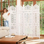 5.75Ft Room Divider Wood Screen, 33Lbs Durable Antiqued Style MDF Carved - Image 9