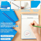 Engrowtic 2 Pack Graph Paper Spiral Notepad A5 Top Wirebound Notepad Grid - Image 2