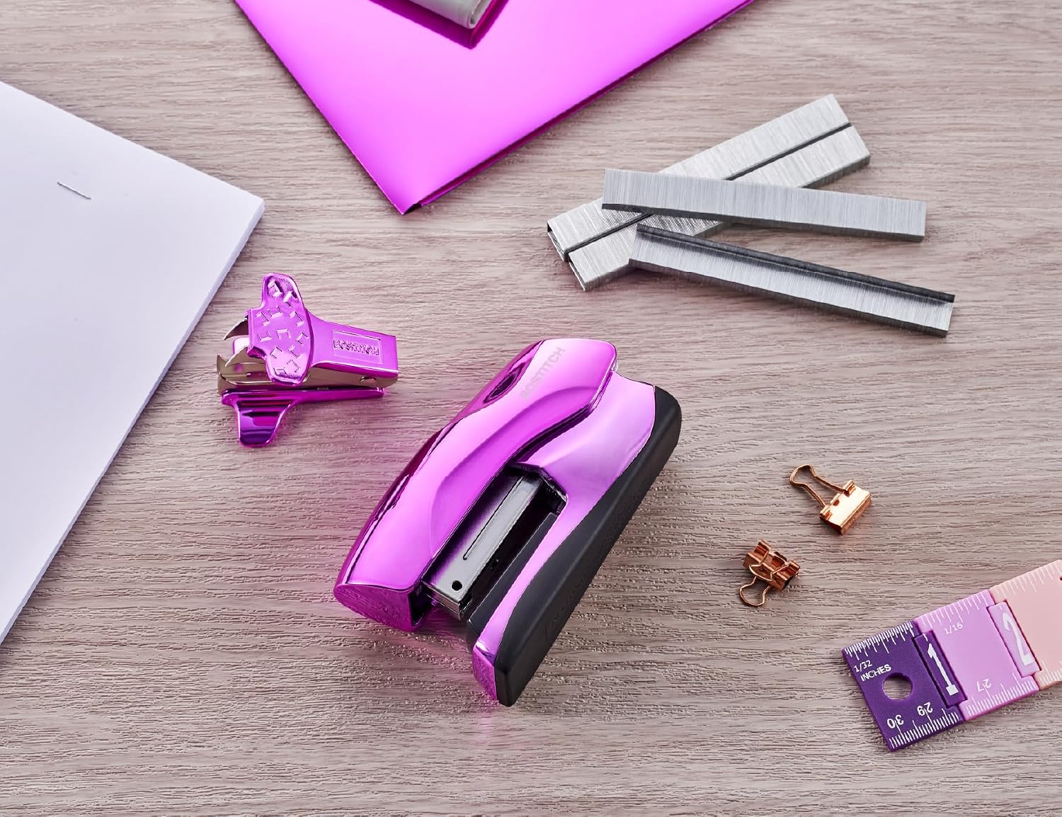 Bostitch Heavy Duty Stapler Value Pack, 40 Sheet Capacity, Purple