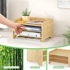 Wisuce Essentials Bamboo Desk Organizer Mail Holder Countertop Letter Tray File - Image 4