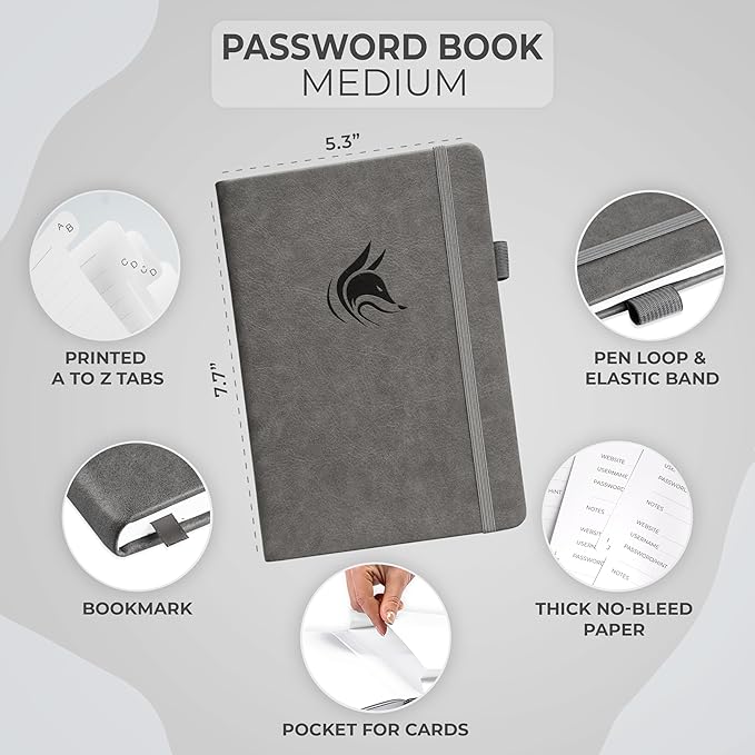 Clever Fox Password Book with alphabetical tabs. Internet Address Organizer - Image 2