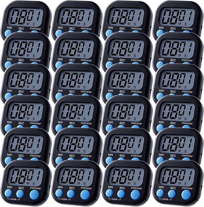 Leumoi 24 Pcs Digital Kitchen Timers Magnetic Back Timers Bulk Large Screen by Leumoi