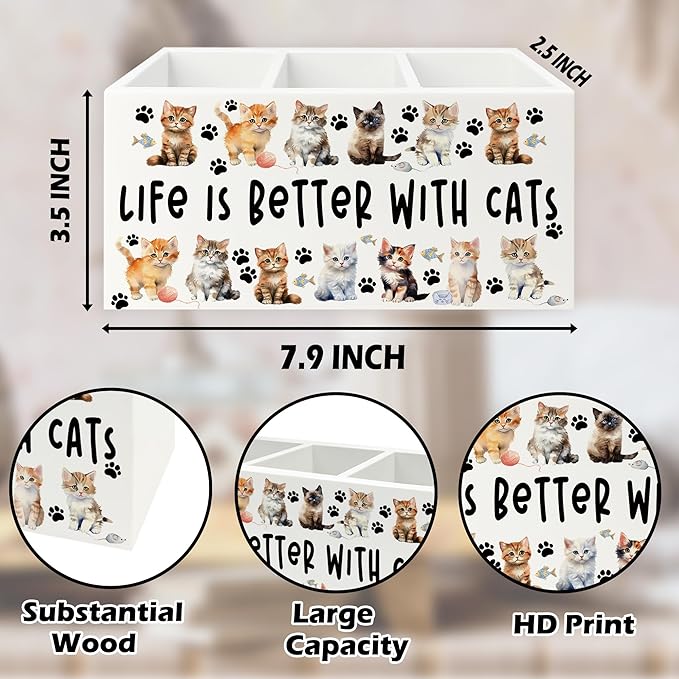 QZQE Cat Pen Pencil Holder Organizer - Image 7