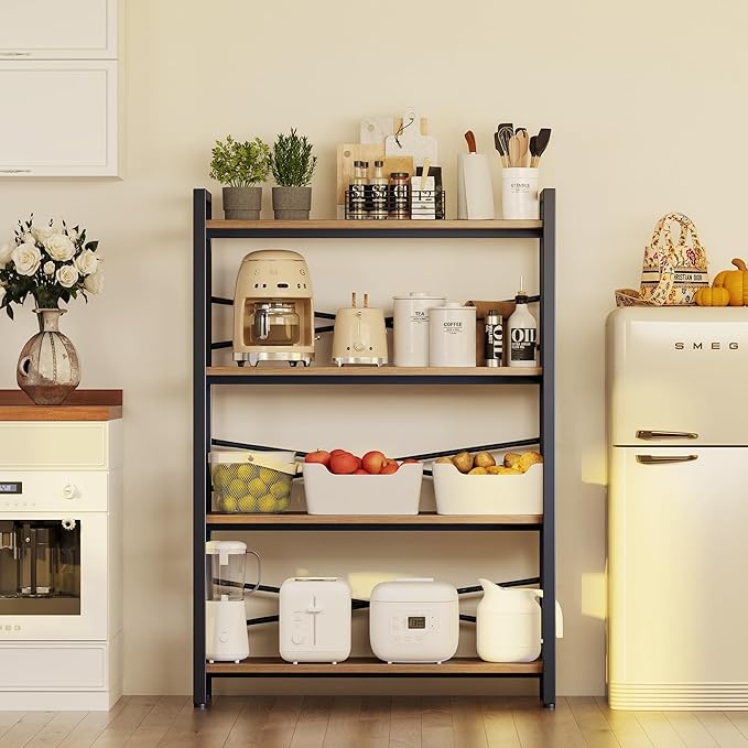 4 Tier Bookshelf 31.49" Width, Tall Book Shelf Storage and Organization - Image 4