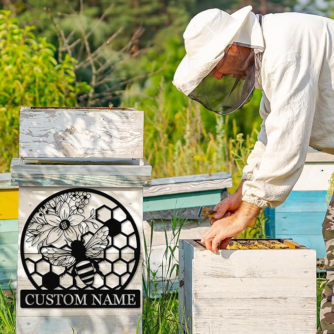 Dyoart Custom Honey Bee Metal Sign | Personalized Metal Bee Wall Art | Custom - Image 3