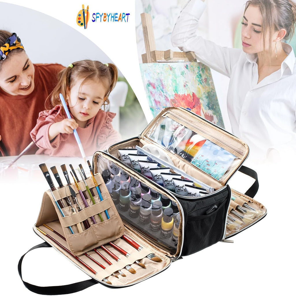 acrylic paint storage bag, art supply organizer with on a desk or shelf