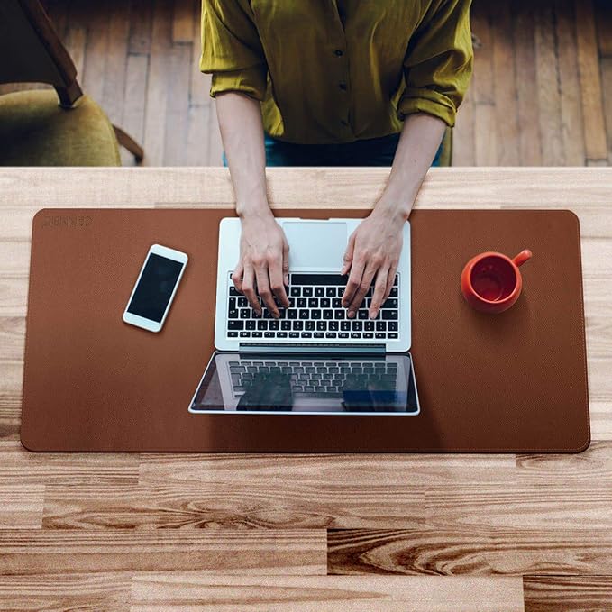 CENNBIE Leather Desk Mat 39.3"x19.6", Extra Large Desk pad, Large Office - Image 2
