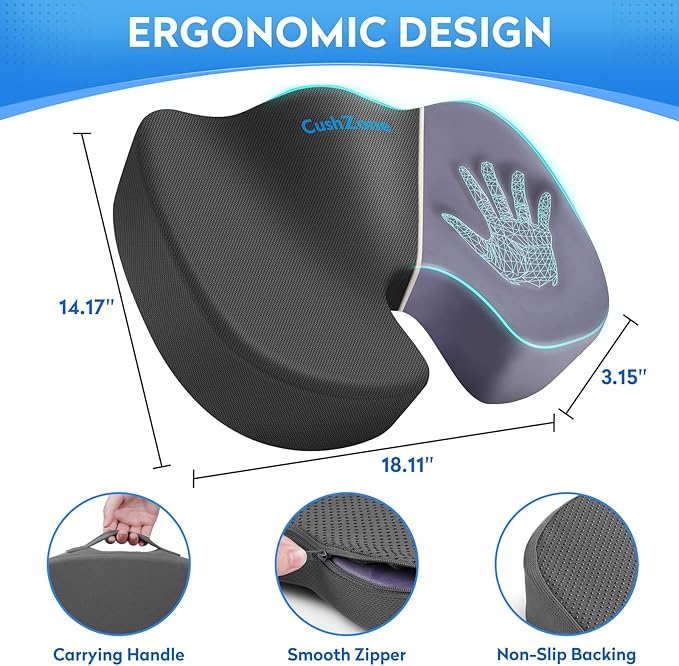 CushZone Seat Cushion, Office Chair Cushions, Car Seat Cushion, Non-Slip - Image 2