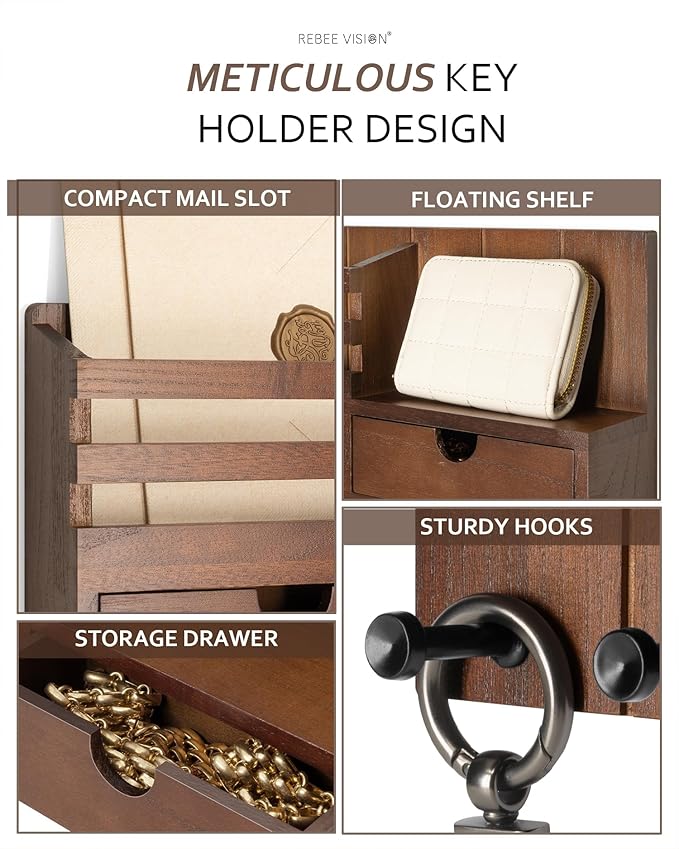 Rebee Vision Farmhouse Key Holder Wall Mount - Image 3