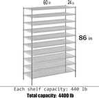 Regal Altair 24" Deep x 60" Wide x 86" Height Wire Shelving Kit | 10-Tier | NSF - Image 3